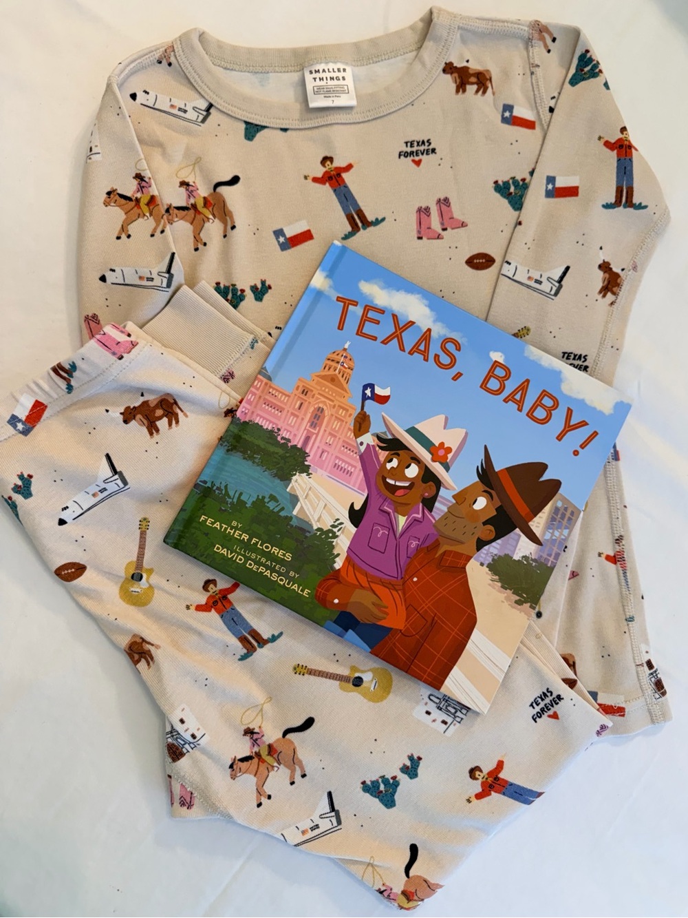 Smaller Things Kids Pajama Set in Texas Forever Print Size 7 & Texas, Baby! Book